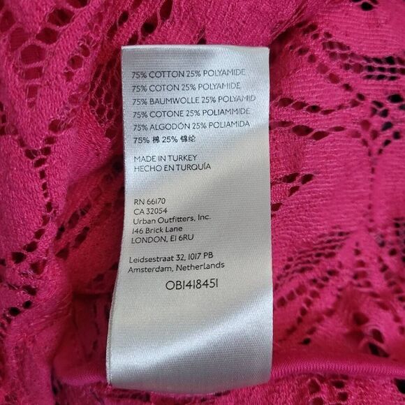 Maeve Womens Lace Tunic Top Pink Size 12 Roll Tab Sleeves Cutouts Button Down - Picture 6 of 8